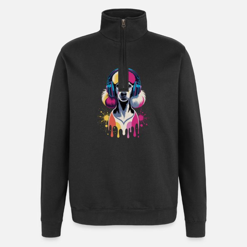 Pudel Kopfhörer - Quarter-Zip-Sweatshirt - Schwarz