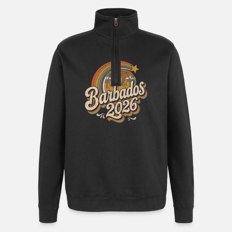 Barbade 2026 Beach Retro - Sweat à zip 1/4 - noir
