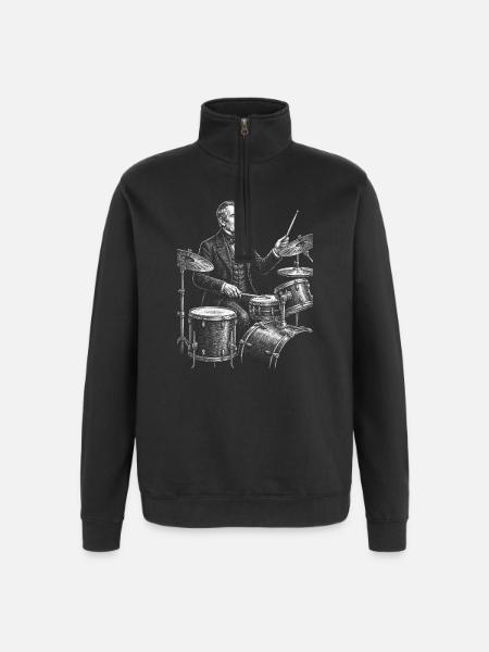 William Henry Harrison plays drums - Quarter-Zip Sweatshirt - black