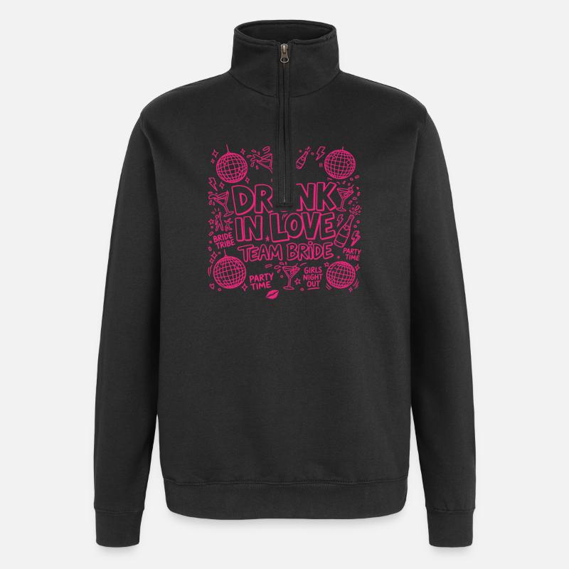 Ivre d’amour - Équipe Mariée - Sweat à zip 1/4 - noir