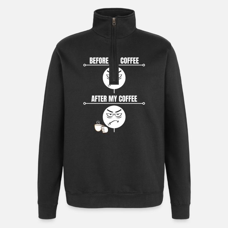 Grumpy Coffee Mood - Quarter-Zip Sweatshirt - black