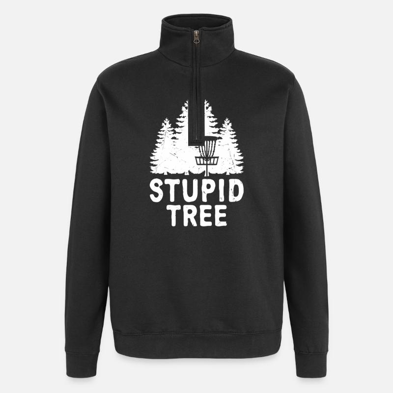 Stupid Tree Disc Golf Tee - Quarter-Zip Sweatshirt - black