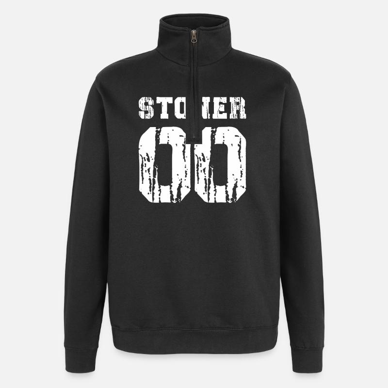 Stoner 00 Grunge-Typografie - Quarter-Zip-Sweatshirt - Schwarz