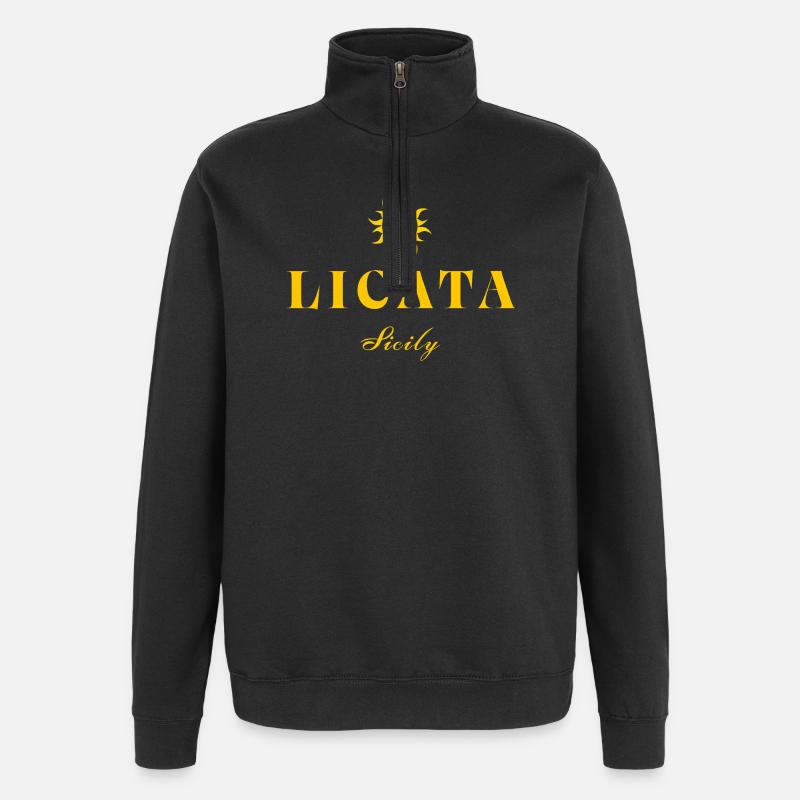 Licata, Sicily Sun - Sweat à zip 1/4 - noir