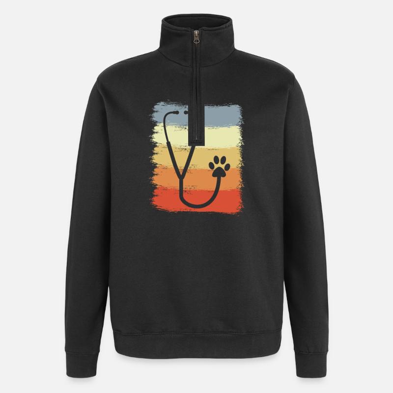 Stethoscope Drawing - Quarter-Zip Sweatshirt - black