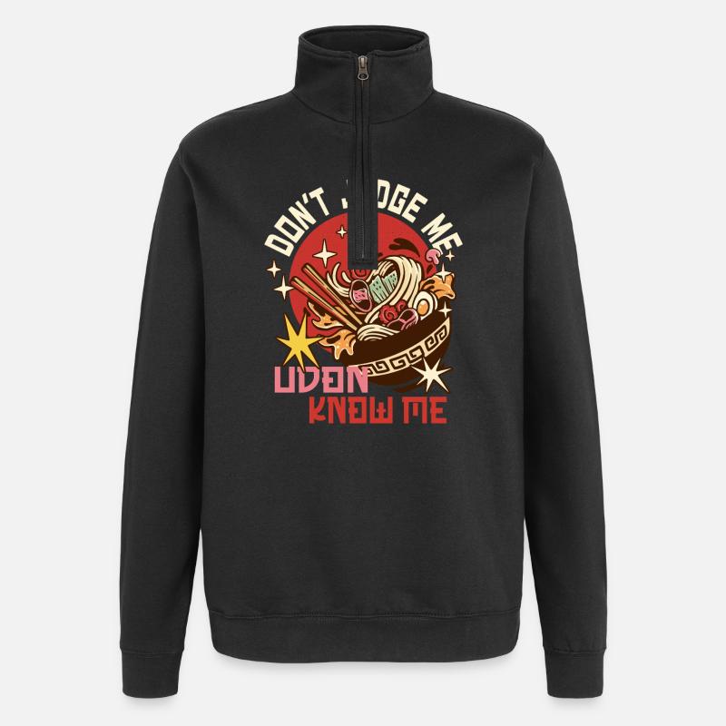 Udon, ne me jugez pas - Sweat à zip 1/4 - noir