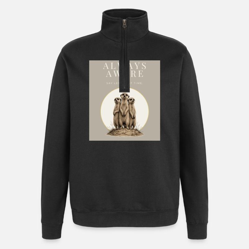 Always Aware Meerkat Trio - Quarter-Zip Sweatshirt - black
