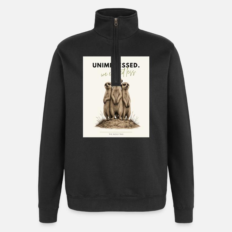 Unimpressed Funny Meerkat - Quarter-Zip-Sweatshirt - Schwarz