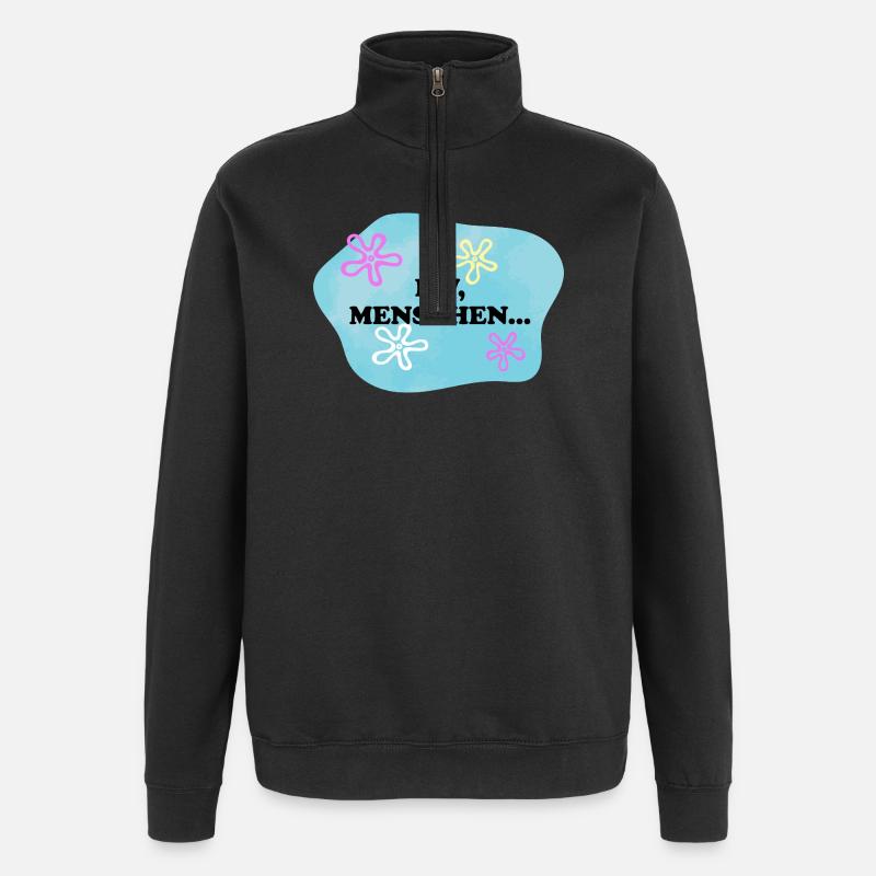 Ew, Menschen | Sarkastisches Retro Meme - Quarter-Zip-Sweatshirt - Schwarz