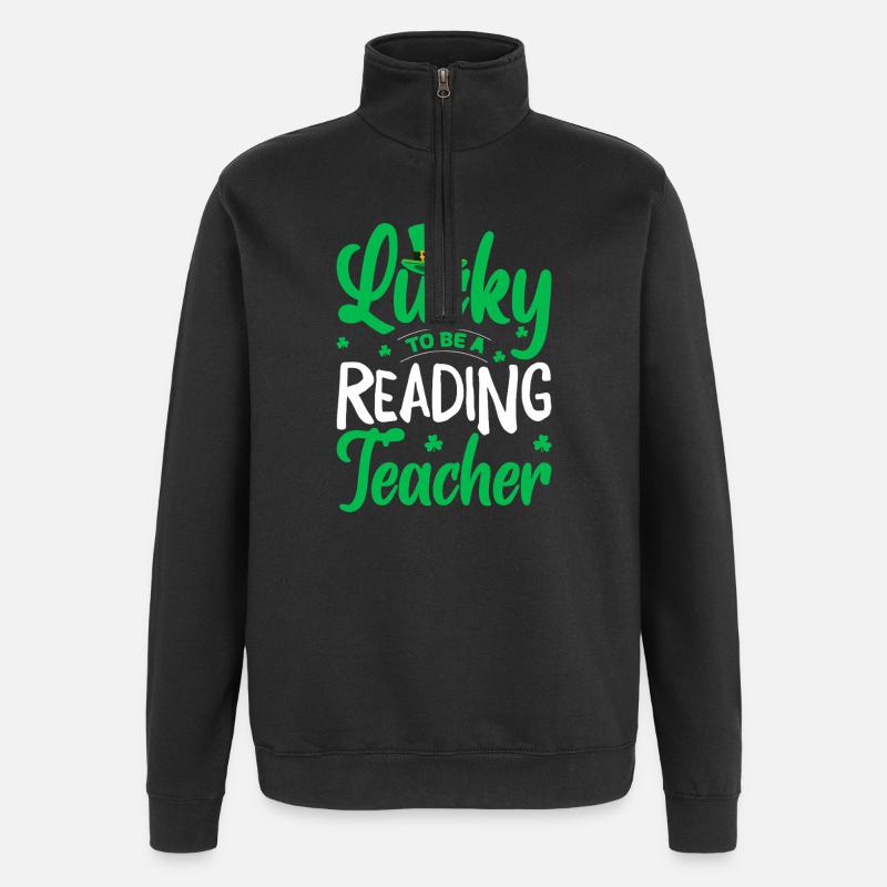 Lucky to Be a Reading Teacher - Quarter-Zip Sweatshirt - black