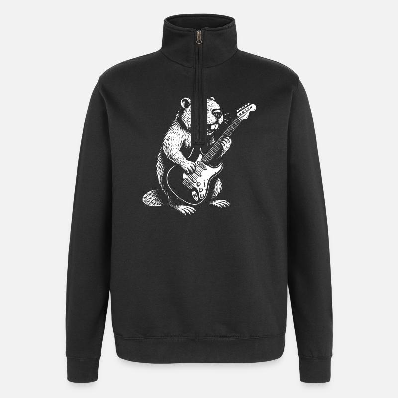 Beaver Guitar Hero - Sweat à zip 1/4 - noir