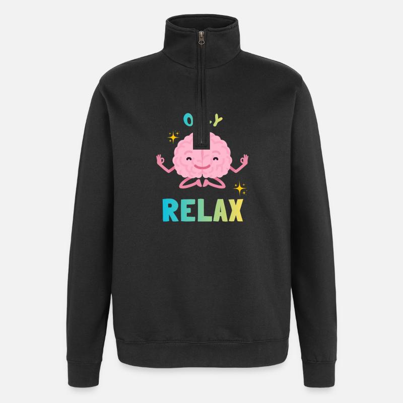 Cerveau zen Arc-en-Ciel - Sweat à zip 1/4 - noir