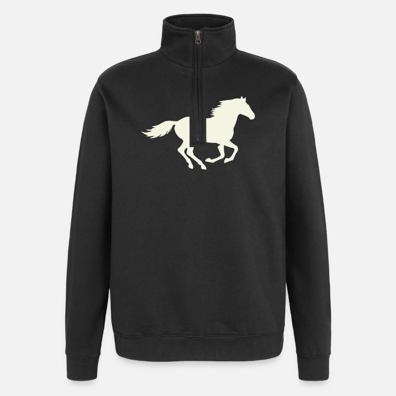 Springender Hengst Silhouette - Quarter-Zip-Sweatshirt - Schwarz