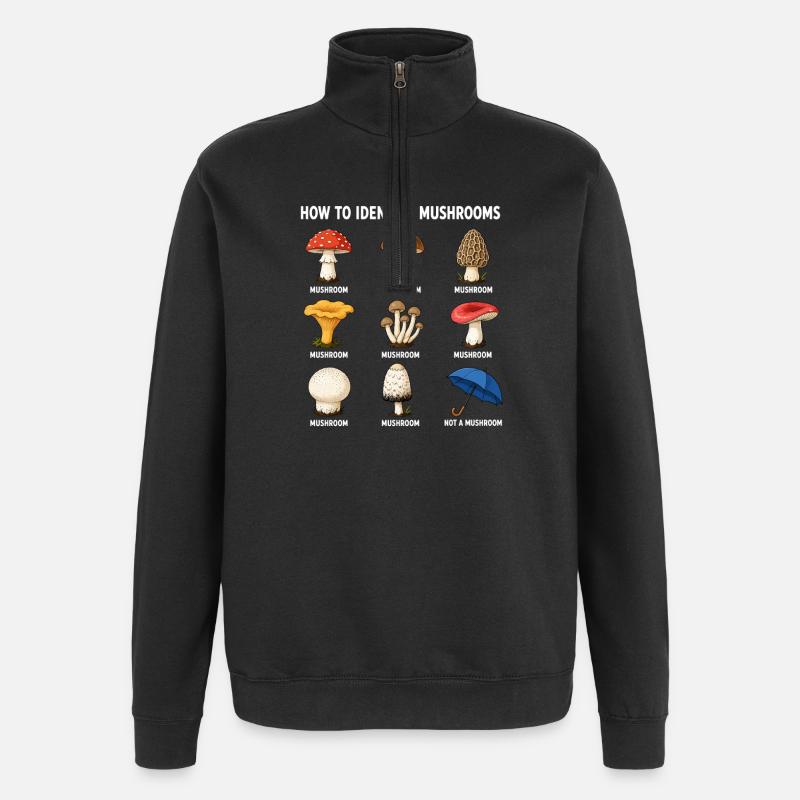 Comment identifier les champignons drôle - Sweat à zip 1/4 - noir