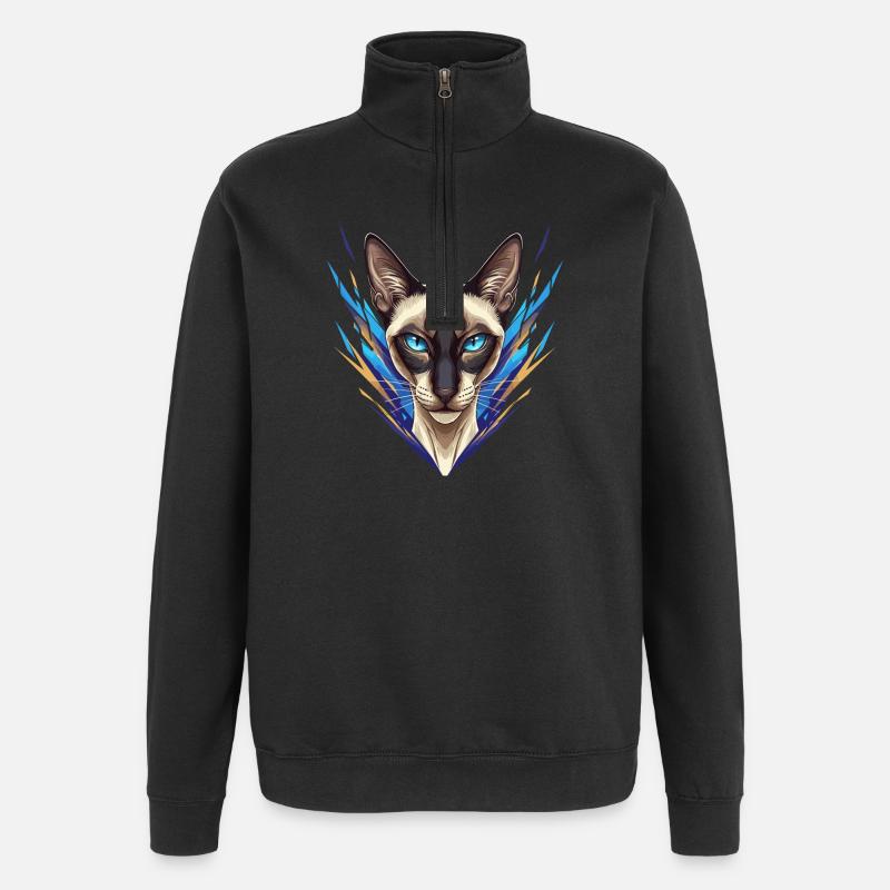 Siamese Cat Neon Style - Quarter-Zip Sweatshirt - black