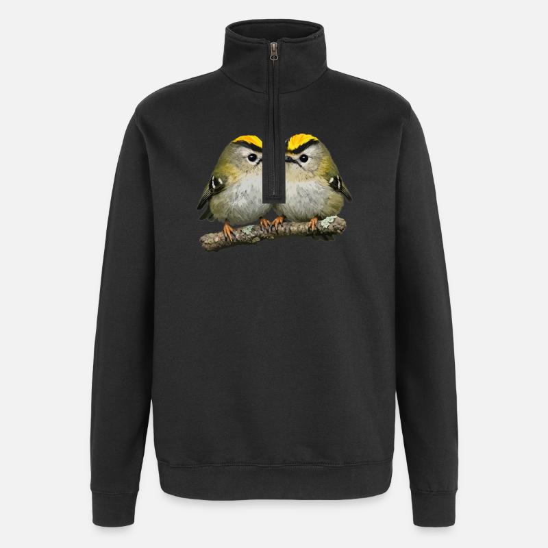 Duo de Firecrests sur Branch - Sweat à zip 1/4 - noir