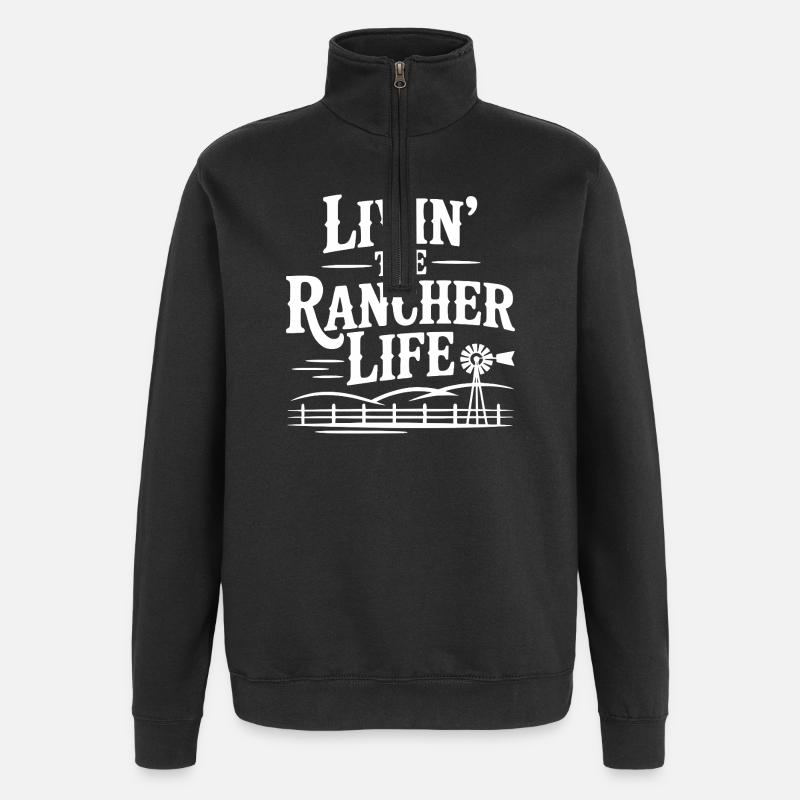 Das Leben als Rancher - Quarter-Zip-Sweatshirt - Schwarz