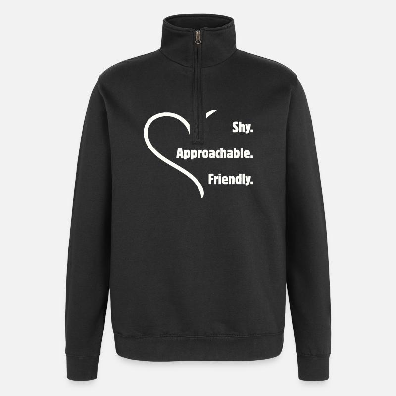 Flirteurs introvertis timides amicaux accessibles - Sweat à zip 1/4 - noir
