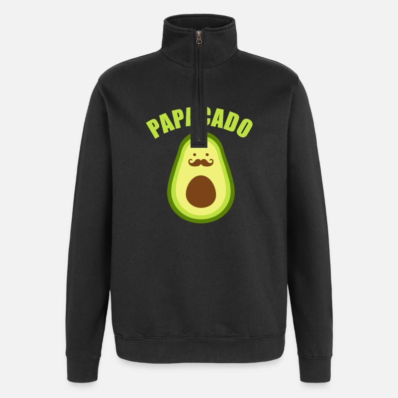 Moustache avocat-papagado - Sweat à zip 1/4 - noir