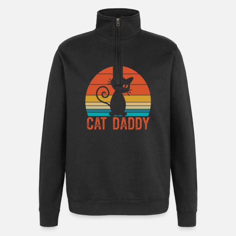 Chemise Papa Chat - Sweat à zip 1/4 - noir