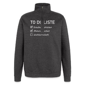 MATURA Spruch  - Quarter-Zip-Sweatshirt - Anthrazit - Vorne - AI Model Female 172 light (172cm) & AI Model Male 178 dark (178cm)