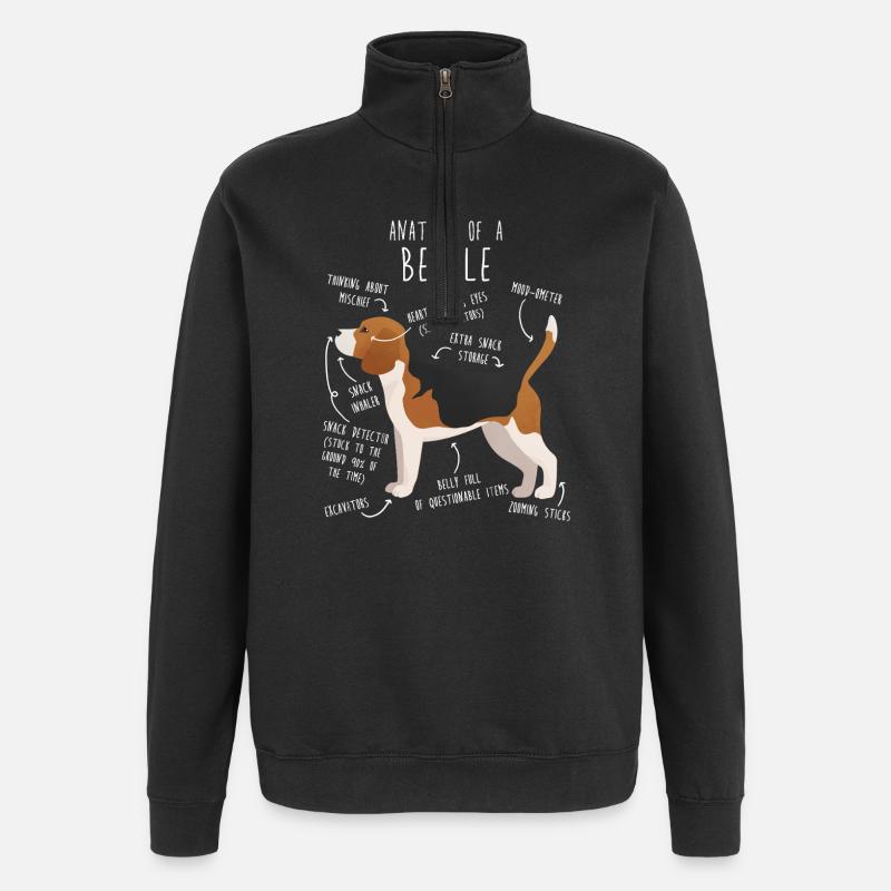 Beagle Dog Anatomy - Quarter-Zip Sweatshirt - black