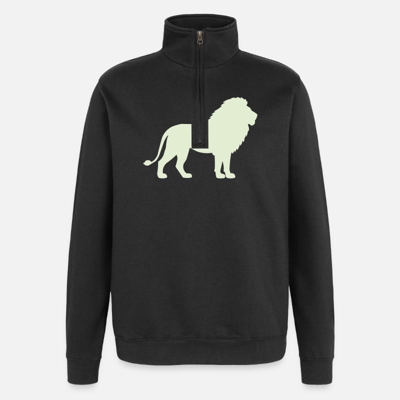 Lion Silhouette Vert Pastel - Sweat à zip 1/4 - noir