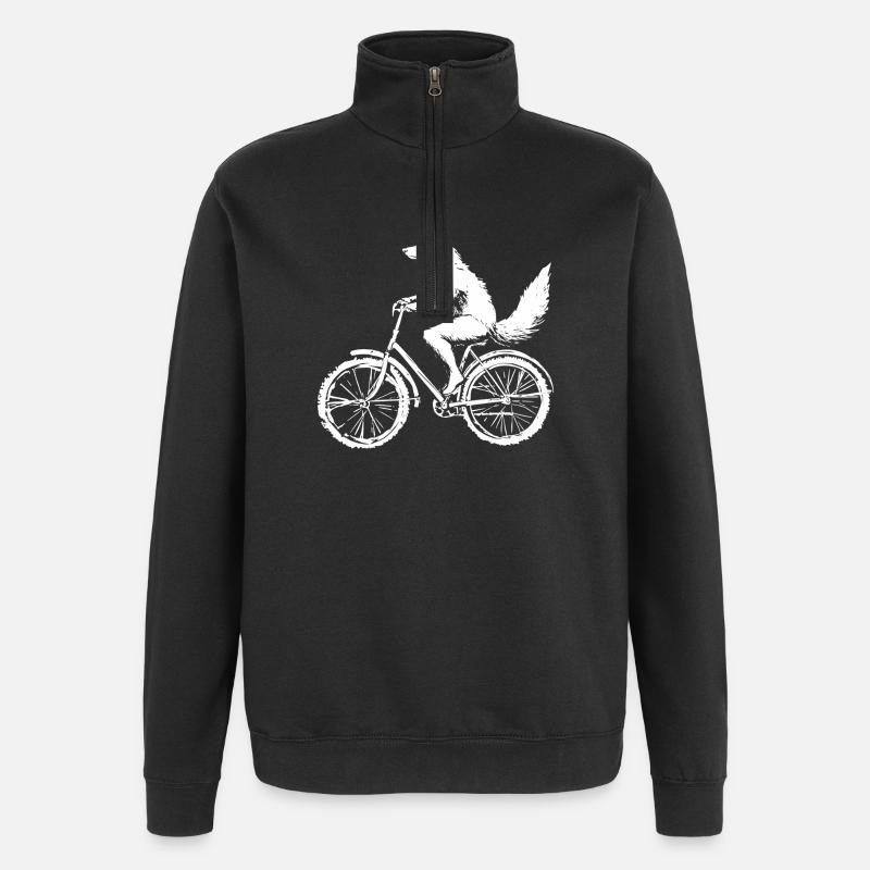 Renard à vélo - Sweat à zip 1/4 - noir