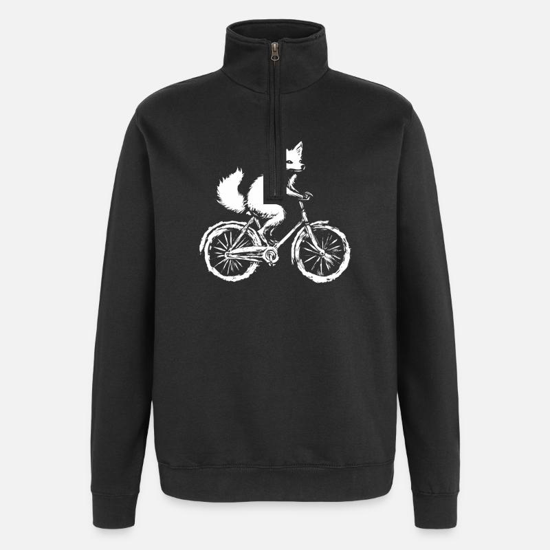 Funny Bicycle Fox - Quarter-Zip Sweatshirt - black