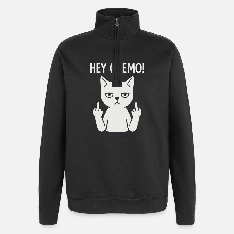 Freche Chemo-Unterstützungskatze - Quarter-Zip-Sweatshirt - Schwarz