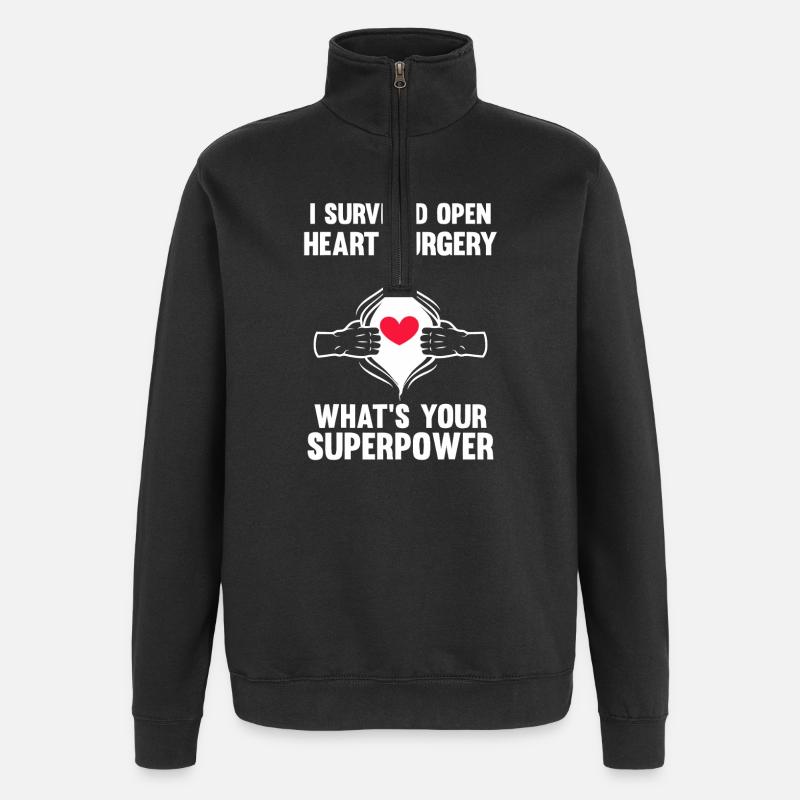 Survived Heart Surgery Superpower - Quarter-Zip Sweatshirt - black