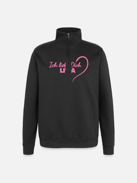 Livia als Herz - Quarter-Zip-Sweatshirt - Schwarz