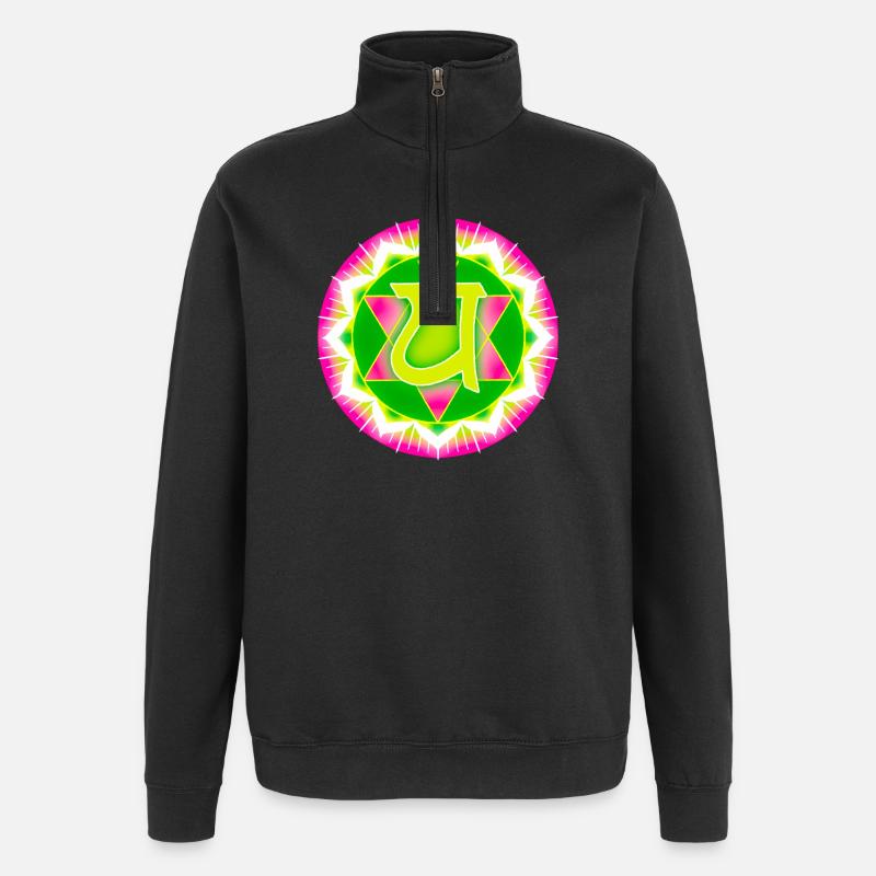 Chakra du cœur Anahata - Sweat à zip 1/4 - noir