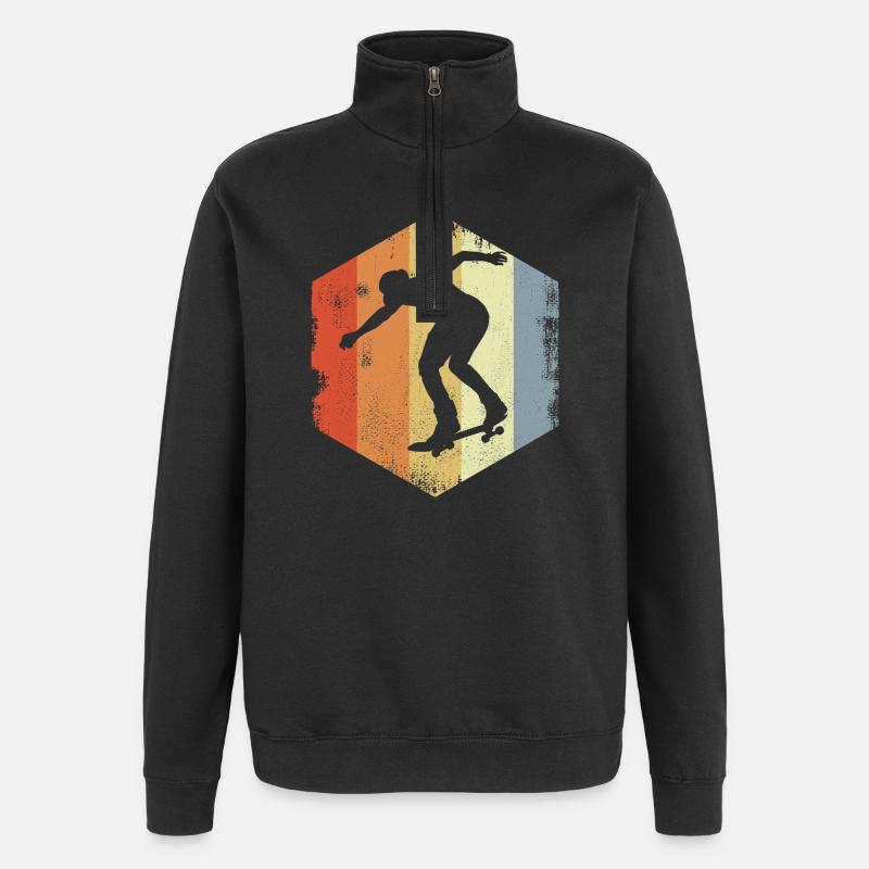 Skateboarder Oldschool - Sweat à zip 1/4 - noir