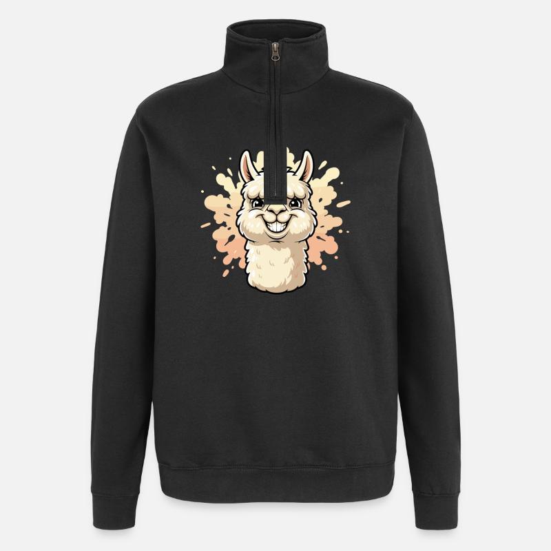 Alpaca Smile Paint Splash - Quarter-Zip Sweatshirt - black