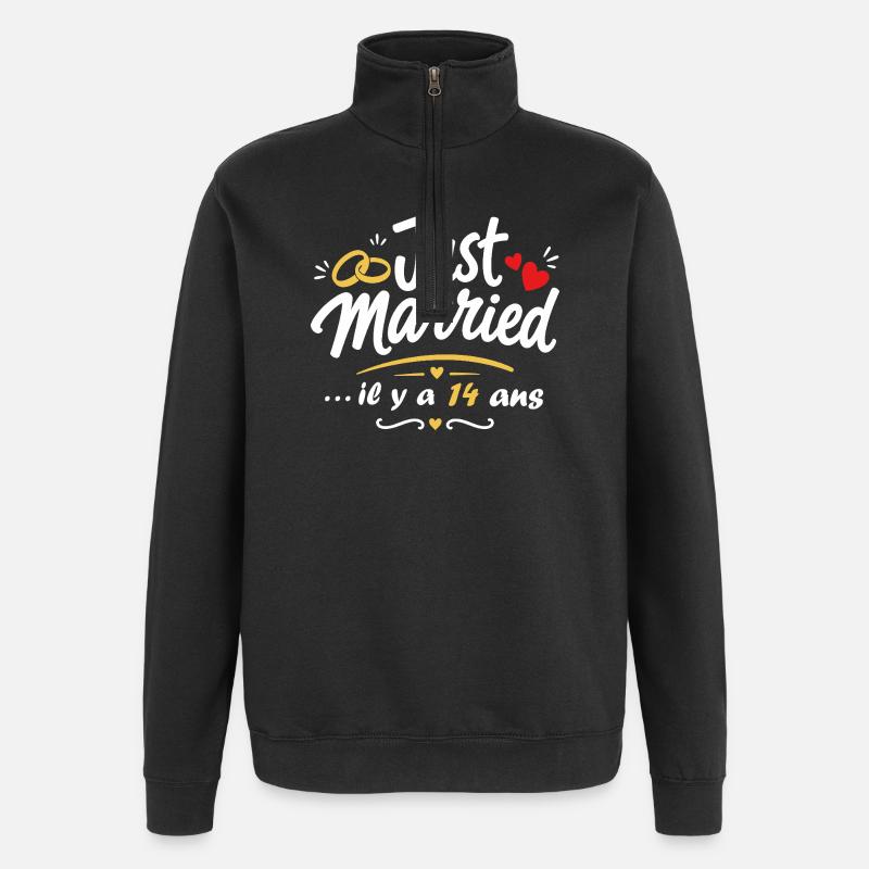 Just Married 14 Ans - Anniversaire - Sweat à zip 1/4 - noir