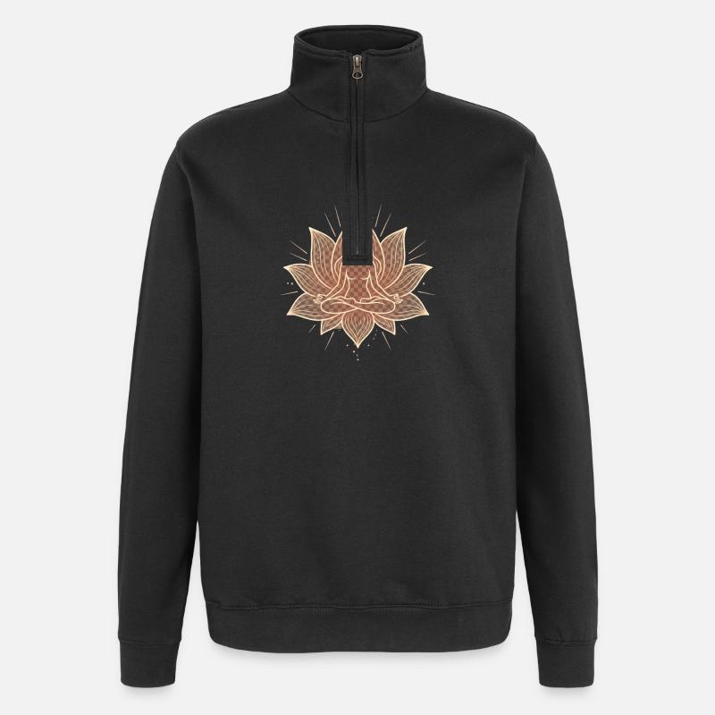 Fleur de méditation Zen-Lotus - Sweat à zip 1/4 - noir