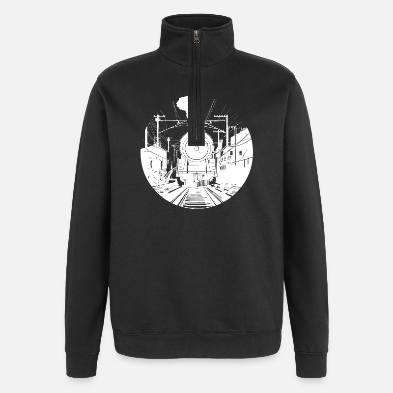 Railway Sketch - Quarter-Zip Sweatshirt - black
