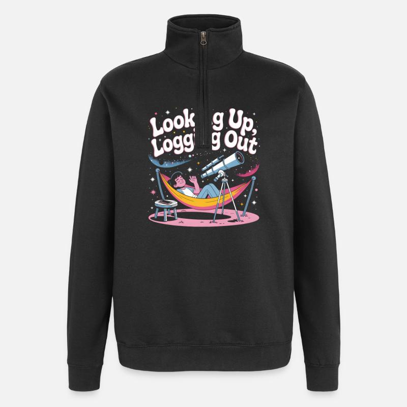 Hochschauen offline | Sternengucker - Quarter-Zip-Sweatshirt - Schwarz