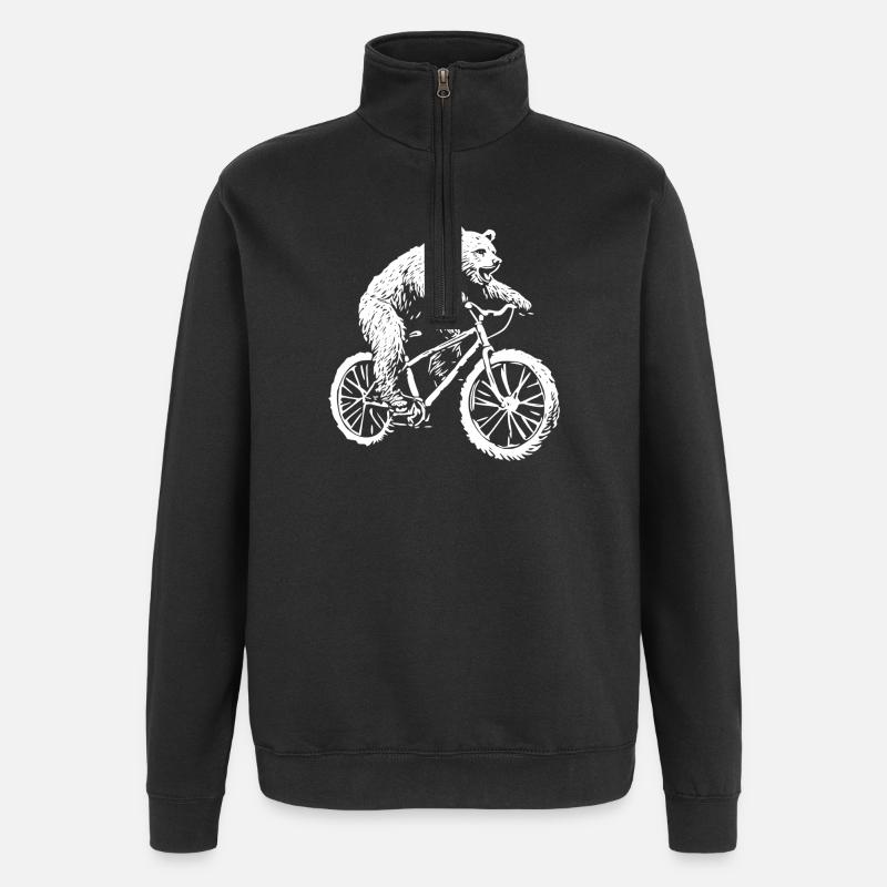 Ours de vélo - Sweat à zip 1/4 - noir
