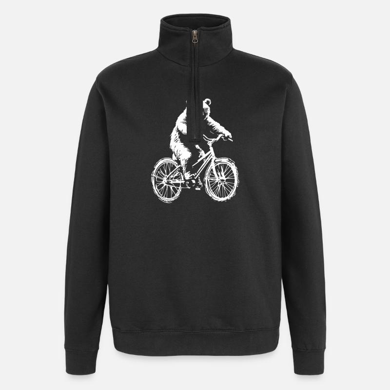 Funny Bicycle Bear - Quarter-Zip Sweatshirt - black