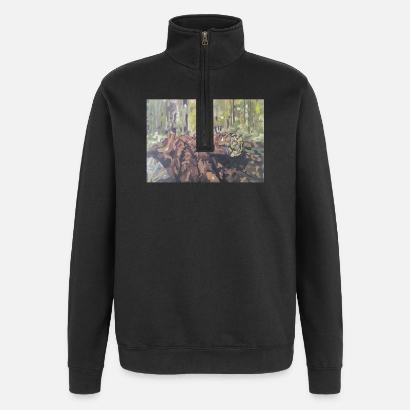 Baumstämme im Wald – eine impressionistische Landschaft - Quarter-Zip-Sweatshirt - Schwarz