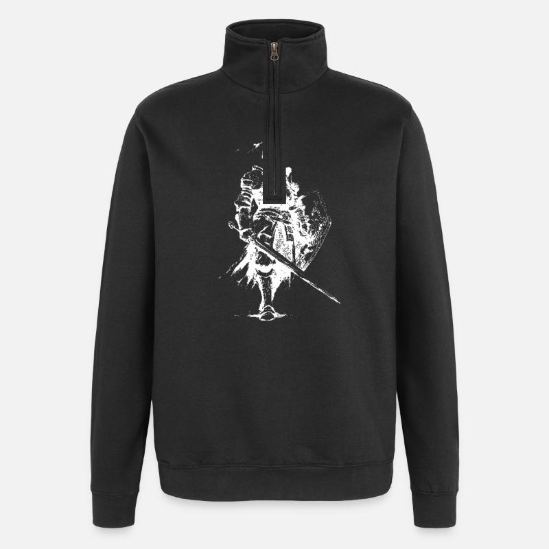 Mittelalterliche Ritter-Silhouette mit Lanze - Quarter-Zip-Sweatshirt - Schwarz