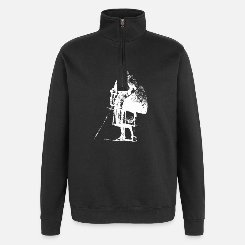 Einsamer Ritter mit Banner-Silhouette - Quarter-Zip-Sweatshirt - Schwarz