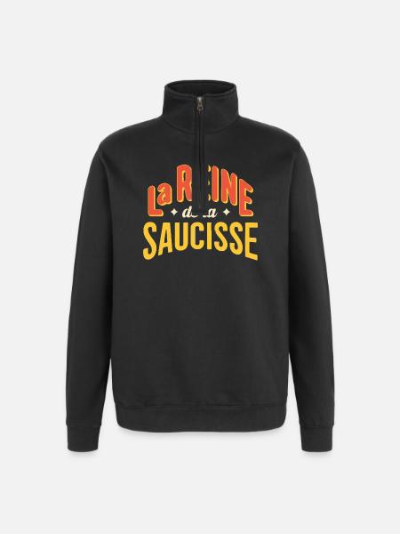 Reine de la Saucisse Retro - Sweat à zip 1/4 - noir