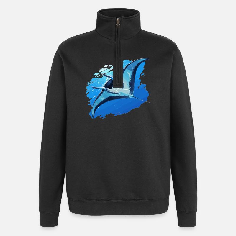 Rochen Mantarochen - Quarter-Zip-Sweatshirt - Schwarz