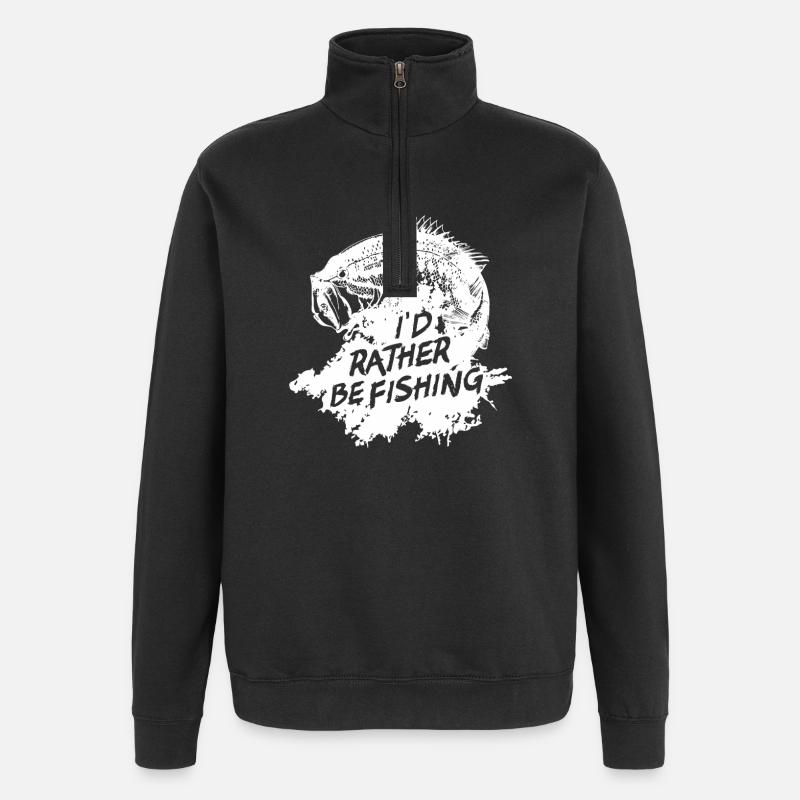 I'd Rather Be Fishing - Quarter-Zip Sweatshirt - black