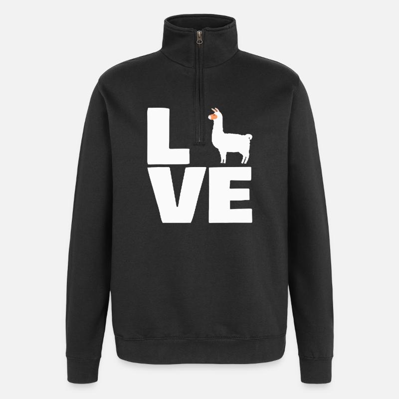 Llama LOVE - Quarter-Zip Sweatshirt - black