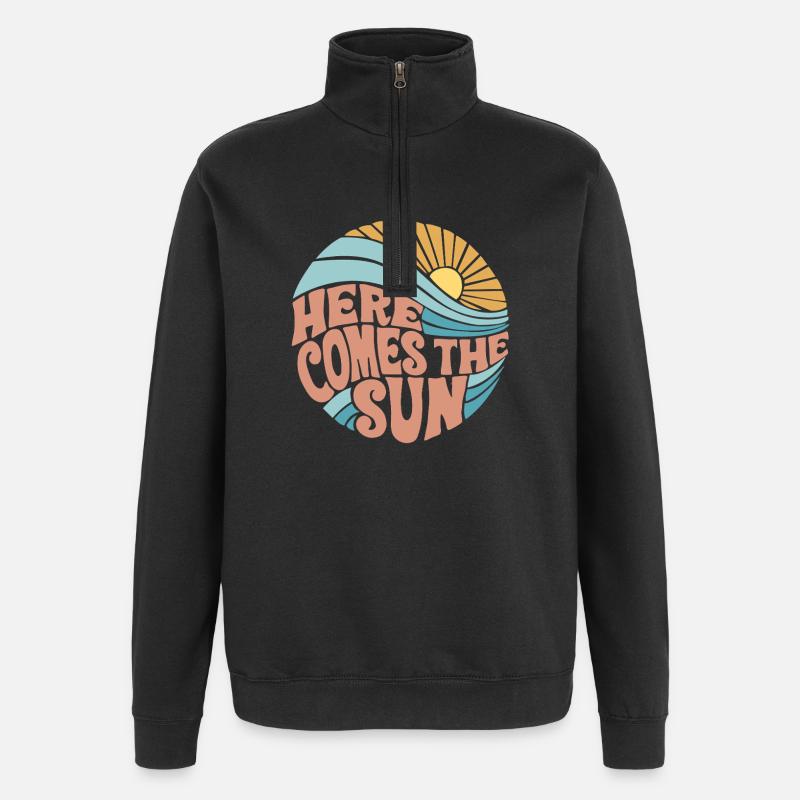 Sunrise Wave Letters Circle - Quarter-Zip Sweatshirt - black