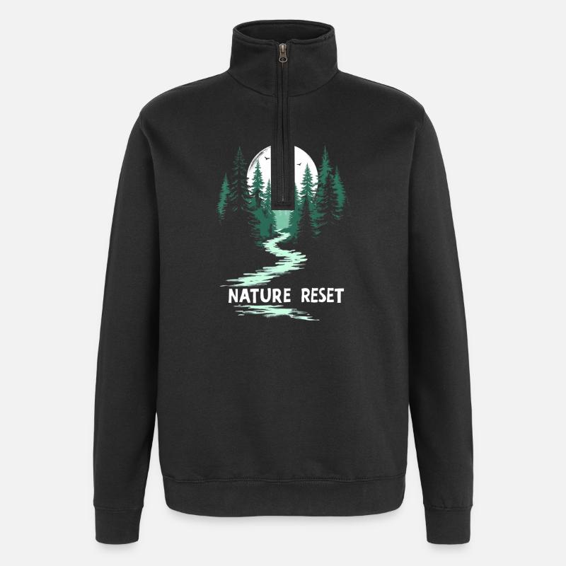 Wander Slowly Langsames Wandern Wald - Quarter-Zip-Sweatshirt - Schwarz